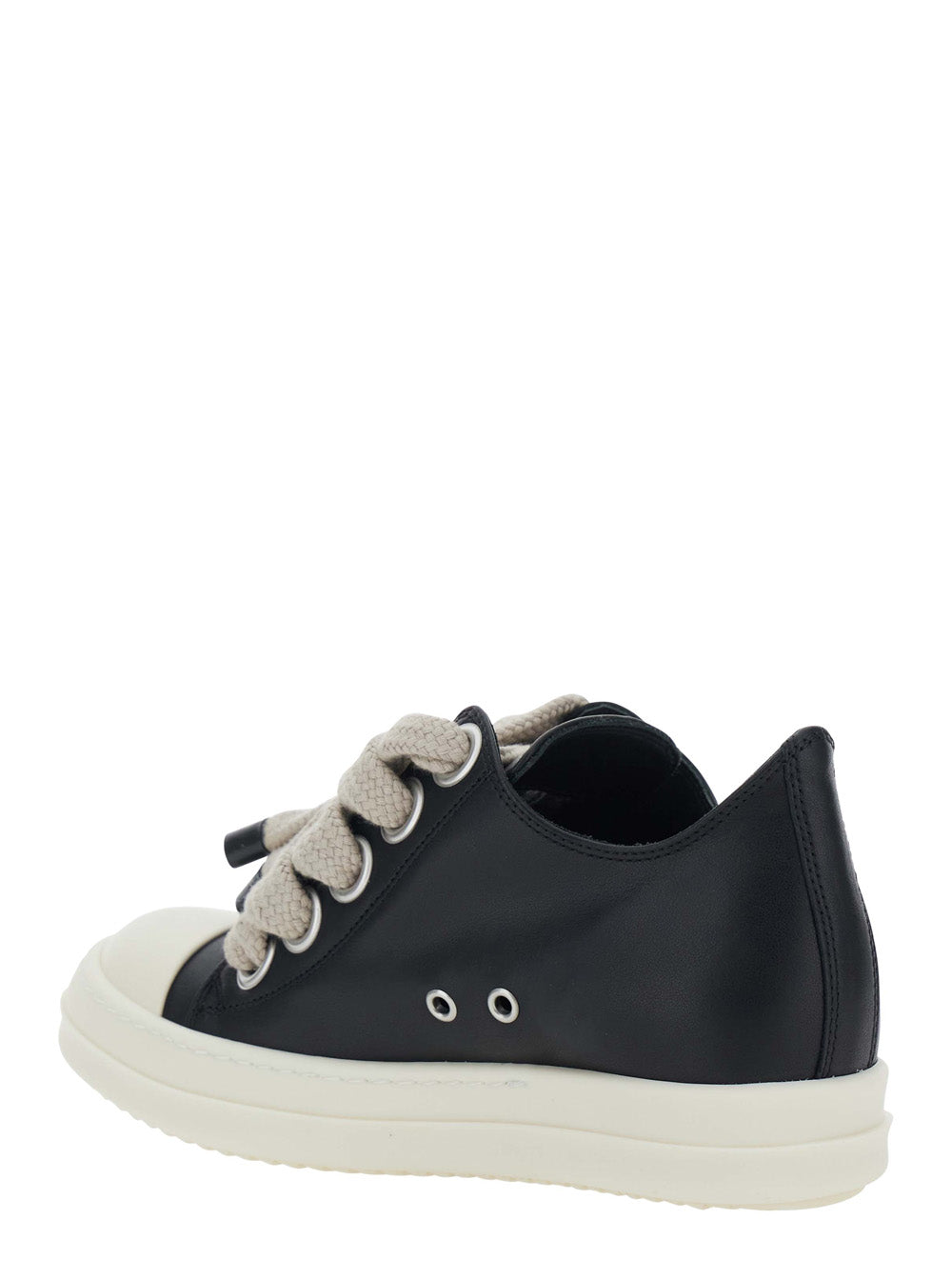 Rick Owens Women 'Jumbolace' Black Low Top Sneakers With Oversized Laces And Chunky Sole In Leather For Women RICK OWENS