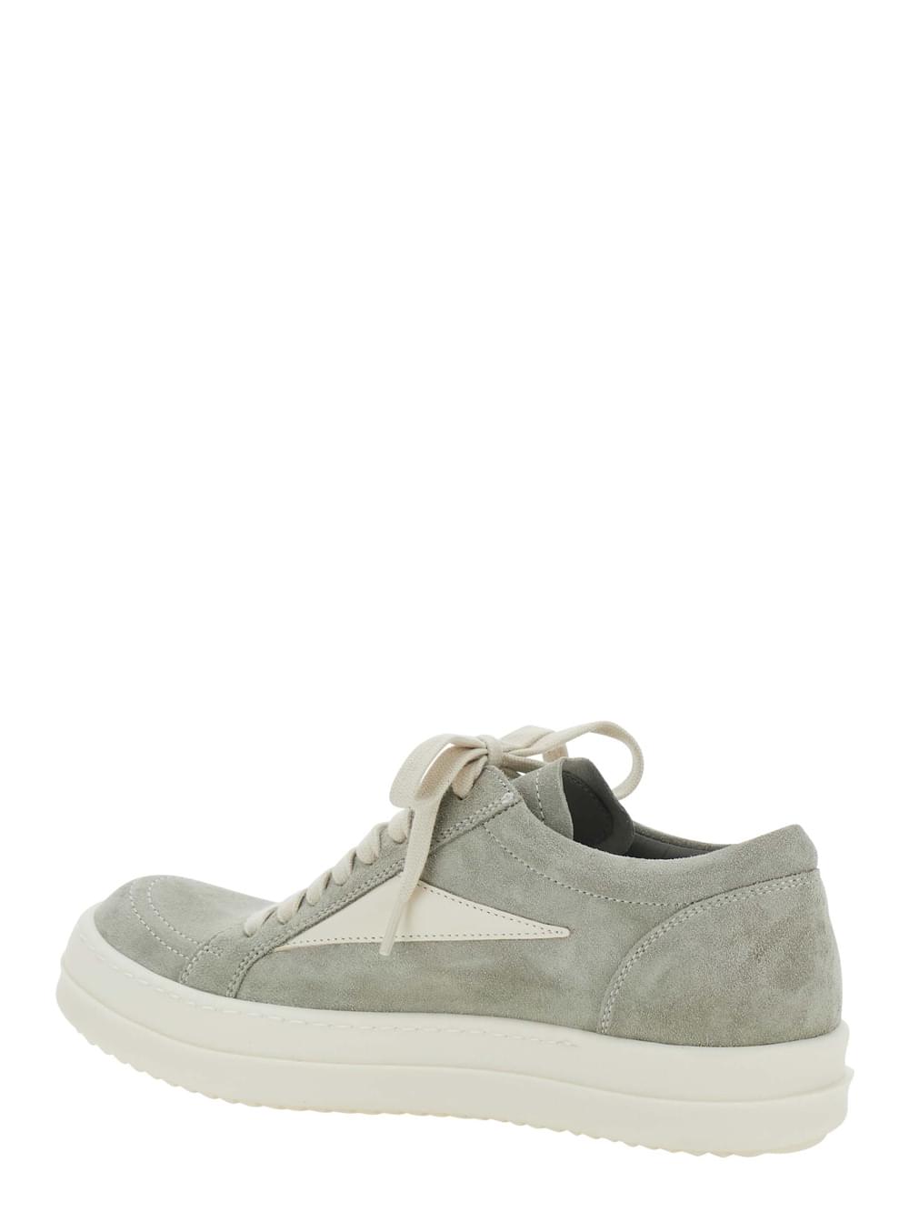 Rick Owens Women Grey Low Top Sneakers With Contrasting Stitching In Suede For Women RICK OWENS