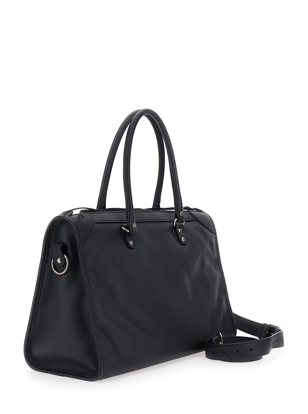 Balenciaga Men Handbag 'Le City' Large With Adjustable And Removable Shoulder Strap And Zip Pocket On The Front In Grained Black Leather For Men BALENCIAGA