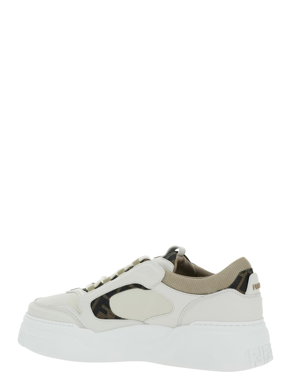 Fendi Men Sneaker 'Force' With Ff Jacquard Details And Chunky Leather Sole White Men FENDI