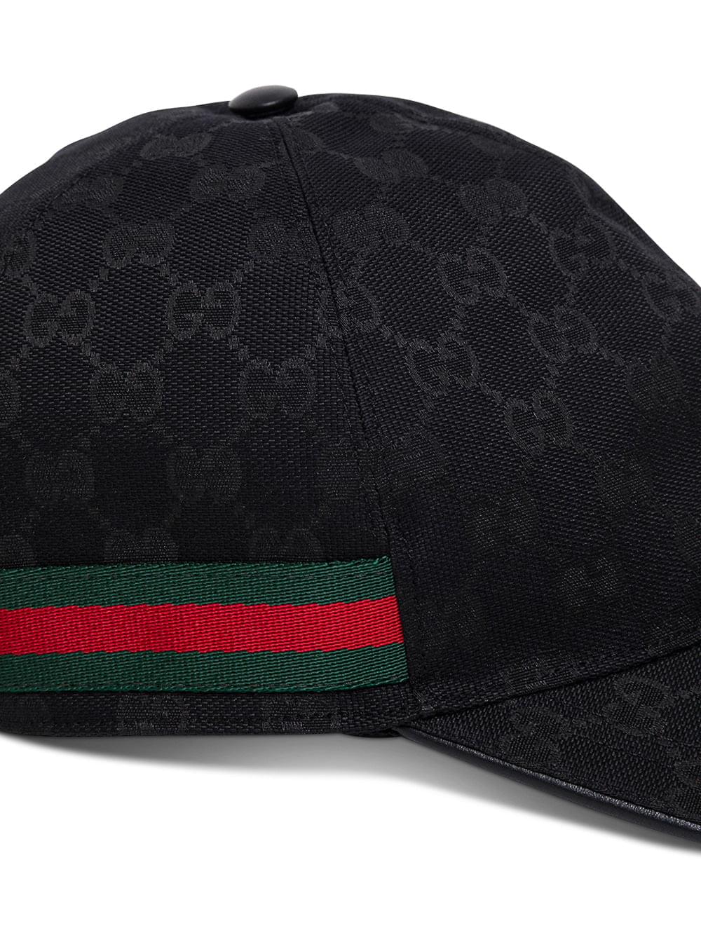 Gucci Men Baseball Cap With Web Detail And Gg All-Over Motif In Black Cotton Blend For Men GUCCI