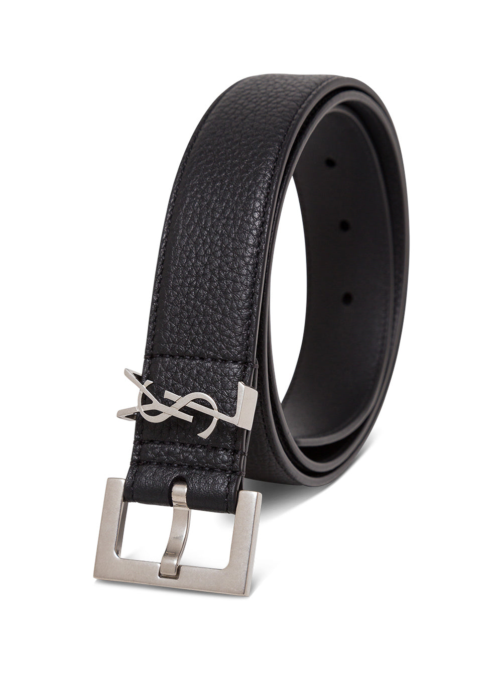 Saint Laurent Men Black Leather Belt With Logo Buckle Men Saint Laurent SAINT LAURENT