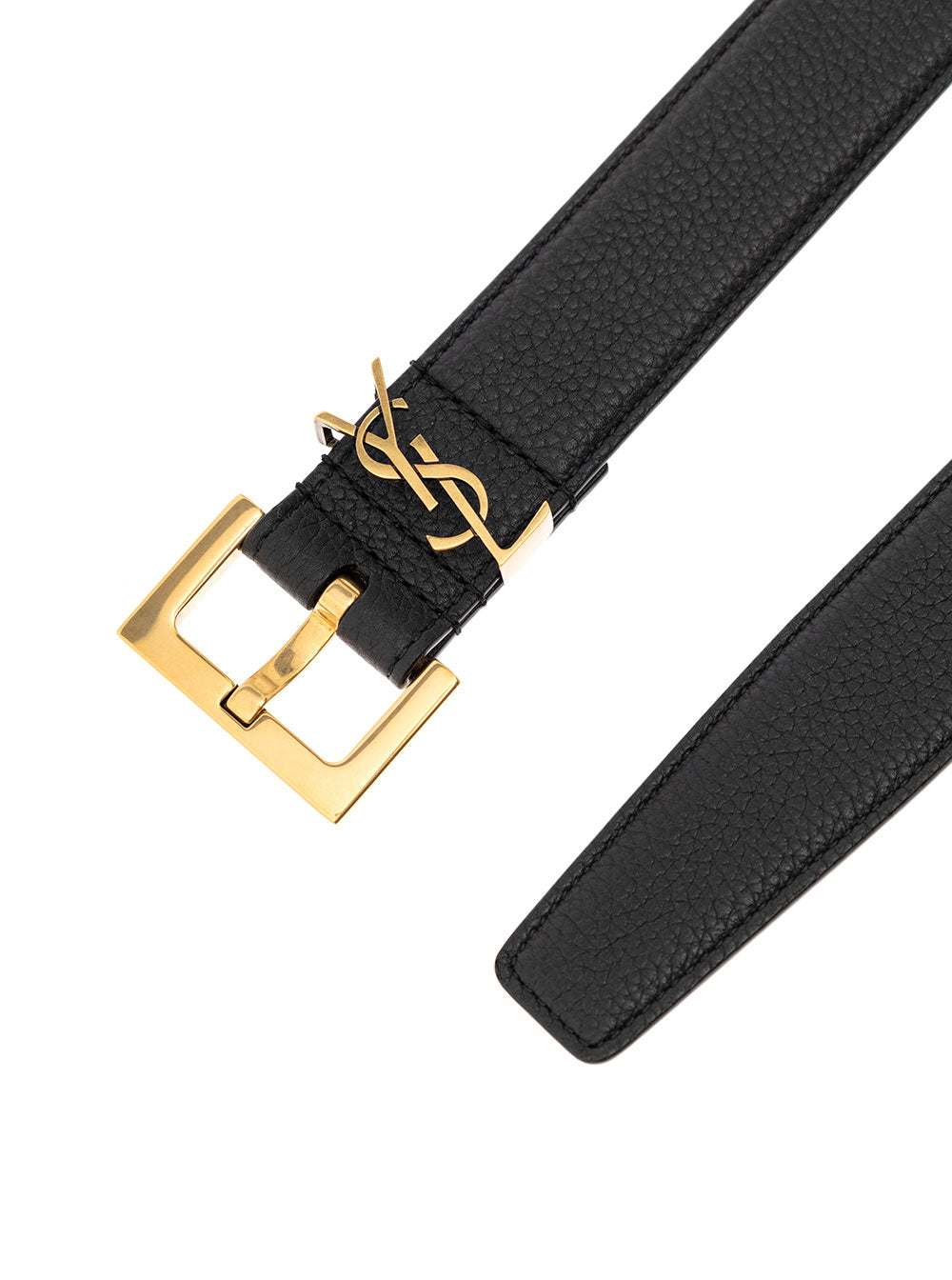 Saint Laurent Men Soft Leather Belt With Gold Metal Buckle Men Ysl SAINT LAURENT