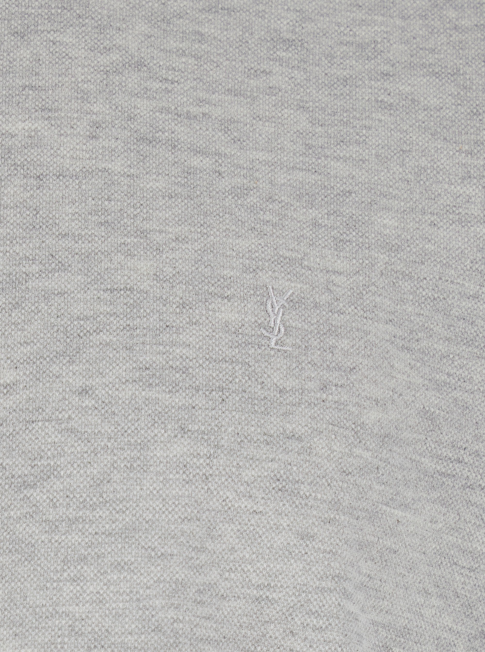 Saint Laurent Men Crew Neck T-Shirt With Cassandre Embroidery In Grey Cotton For Men SAINT LAURENT