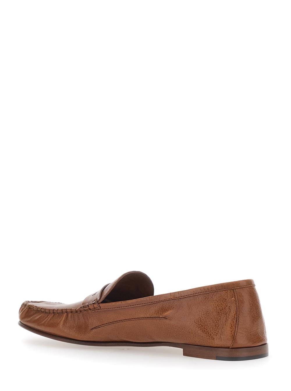 Versace Men Loafers 'Leafer Medusa' Brown With Rounded Toe In Leather Men VERSACE
