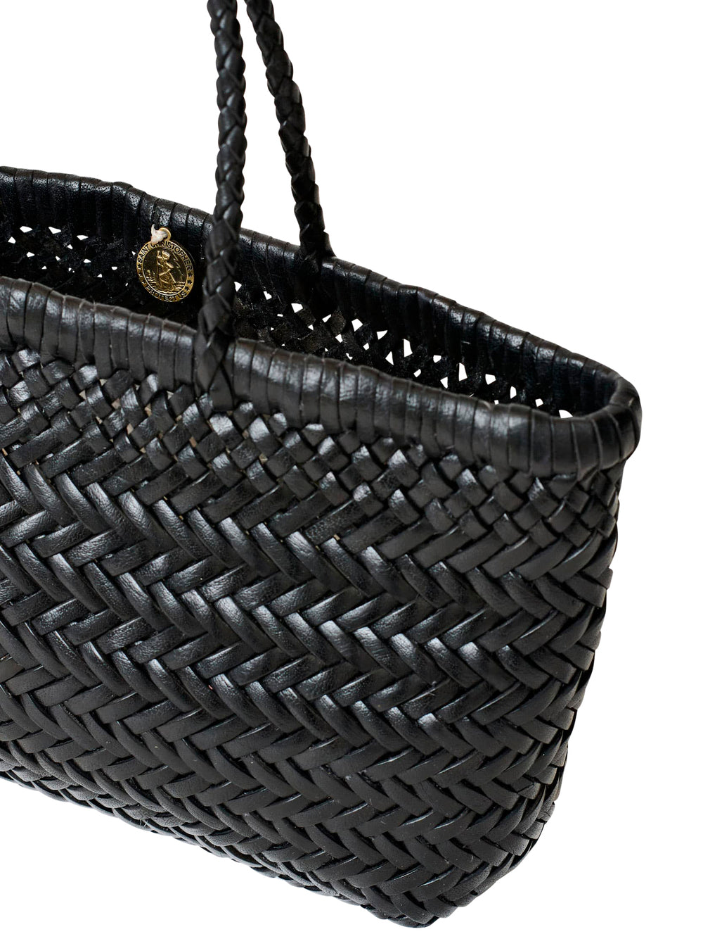 Dragon Diffusion Women Handbag 'Flat Gora' Mini With Two Top Handles And Intreccio Design In Black Leather For Women DRAGON DIFFUSION