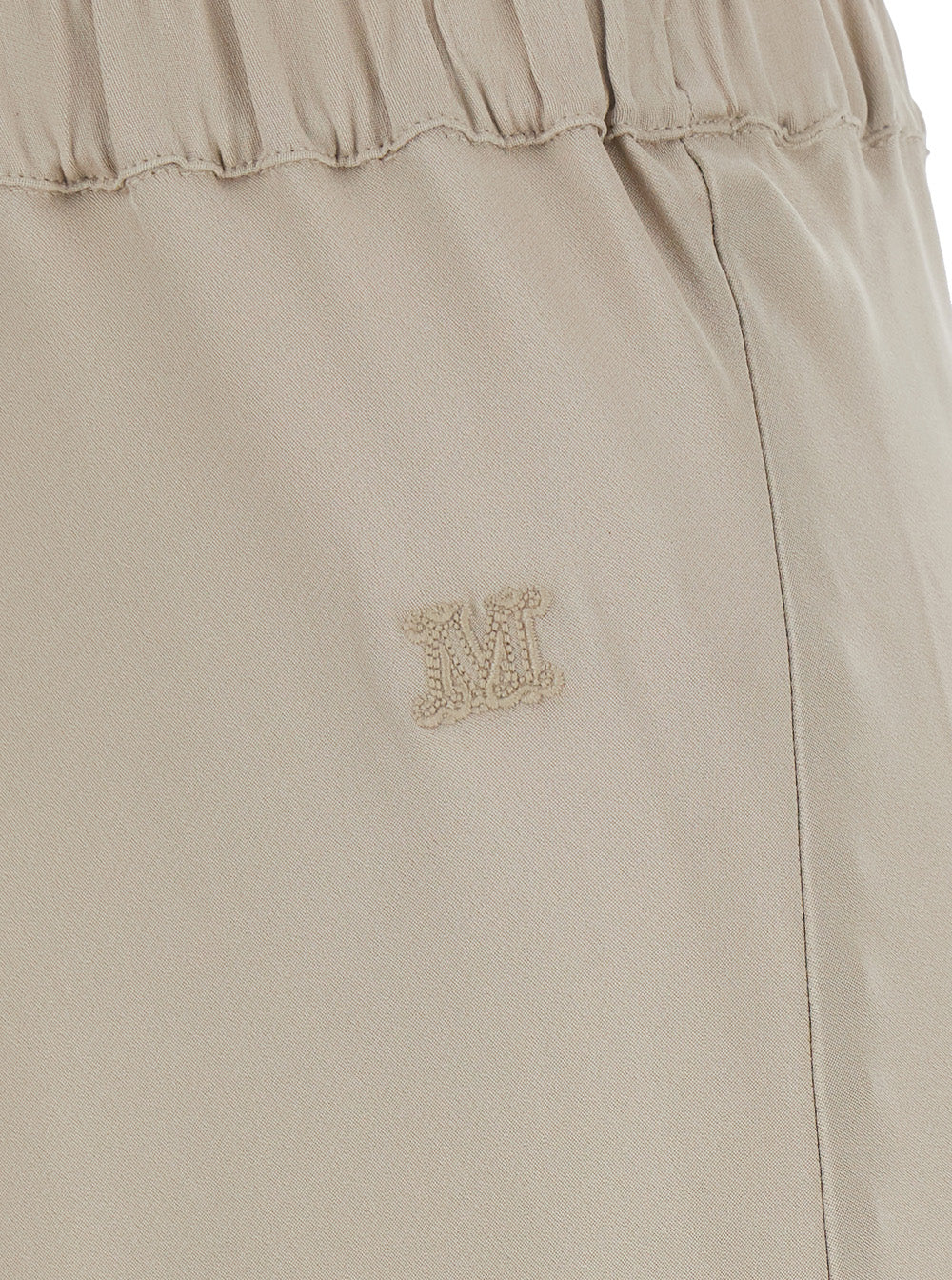 Max Mara Women 'Sospiro' Beige Skirt With Logo Embroidery On The Front And Elasticized Waist In Silk For Women MAX MARA