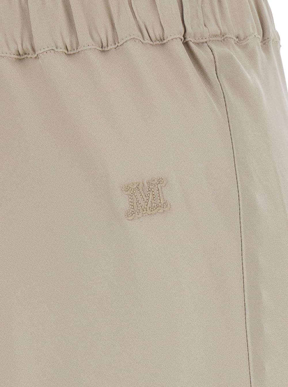Max Mara Women 'Sospiro' Beige Skirt With Logo Embroidery On The Front And Elasticized Waist In Silk For Women MAX MARA