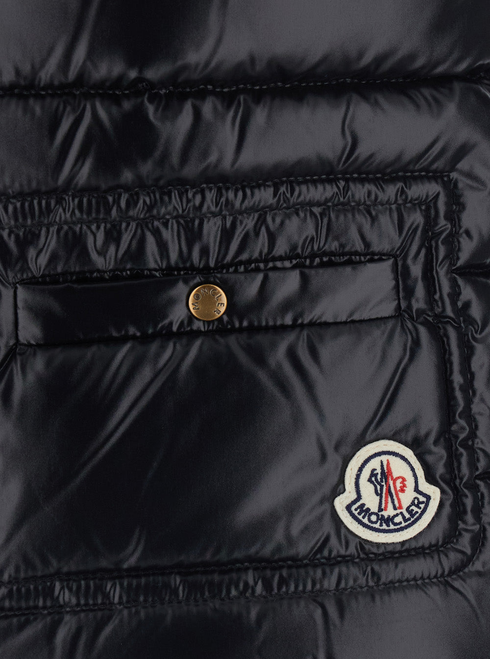 Moncler Women 'Frelon' Black Vest With Logo Patch On The Front And Logo Plate On Zipper In Tech Fabric For Women