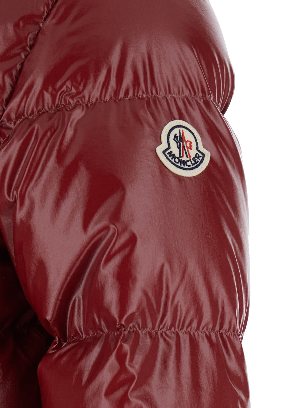 Moncler Women 'Niveole' Red Down Jacket With Removable Hood With Buttons And Logo Patch On The Sleeve In Tech Fabric For Women