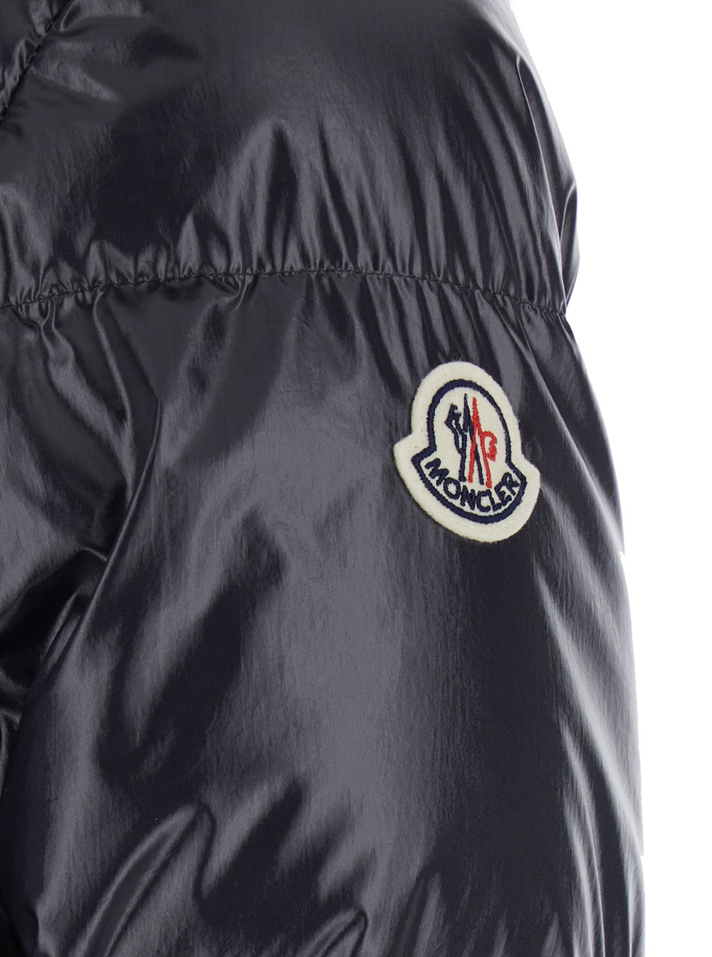 Moncler Women 'Niveole' Blue Down Jacket With Removable Hood With Buttons And Logo Patch On The Sleeve In Tech Fabric For Women