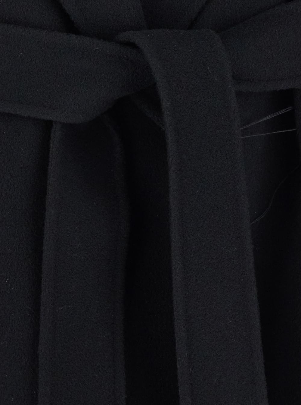 'S Maxmara Women 'Messi' Black Coat With Front Belt Closure In Wool For Women S MAX MARA