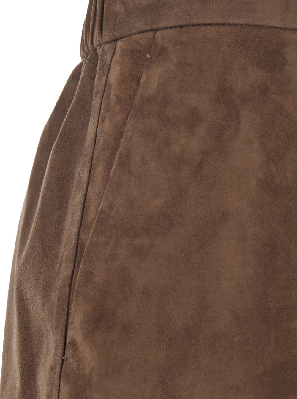 'S Maxmara Women 'Gazza' Brown Midi Skirt With Drawstring On The Front And Elasticized Waist On The Back In Suede For Women S MAX MARA