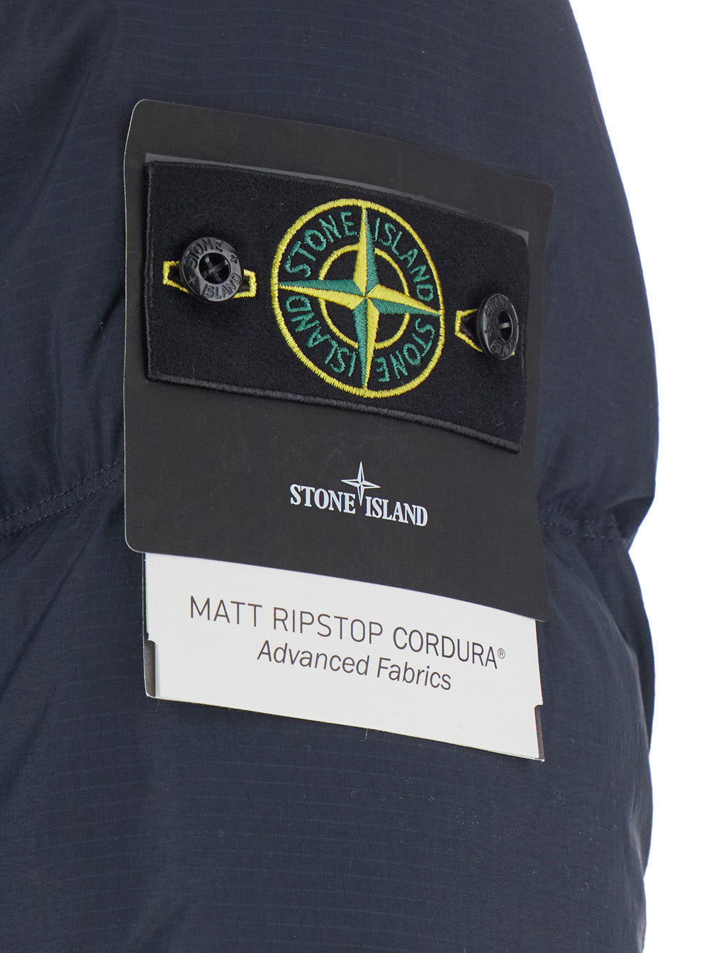 Stone Island Men Blue Down Jacket With Removable Hood And Logo Patch On The Sleeve In Tech Fabric For Men STONE ISLAND