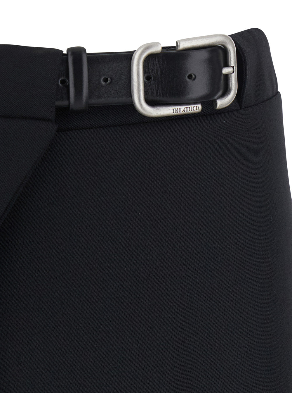 The Attico Women Black Skirt With Waist Belt Closure And Asymmetrical Hem In Wool For Women THE ATTICO