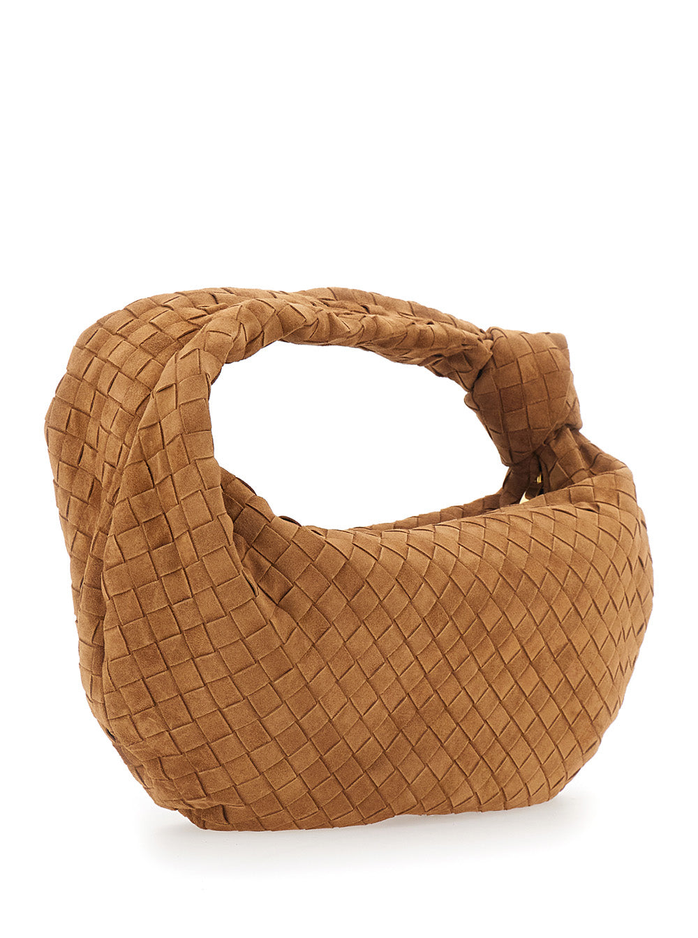 Bottega Veneta Women 'Jodie' Brown Shoulder Bag With Intreccio Motif In Suede For Women