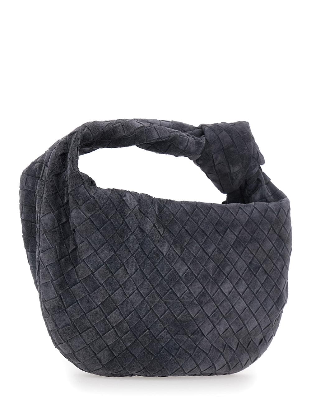 Bottega Veneta Women 'Jodie' Gray Shoulder Bag With Intreccio Motif In Suede For Women BOTTEGA VENETA