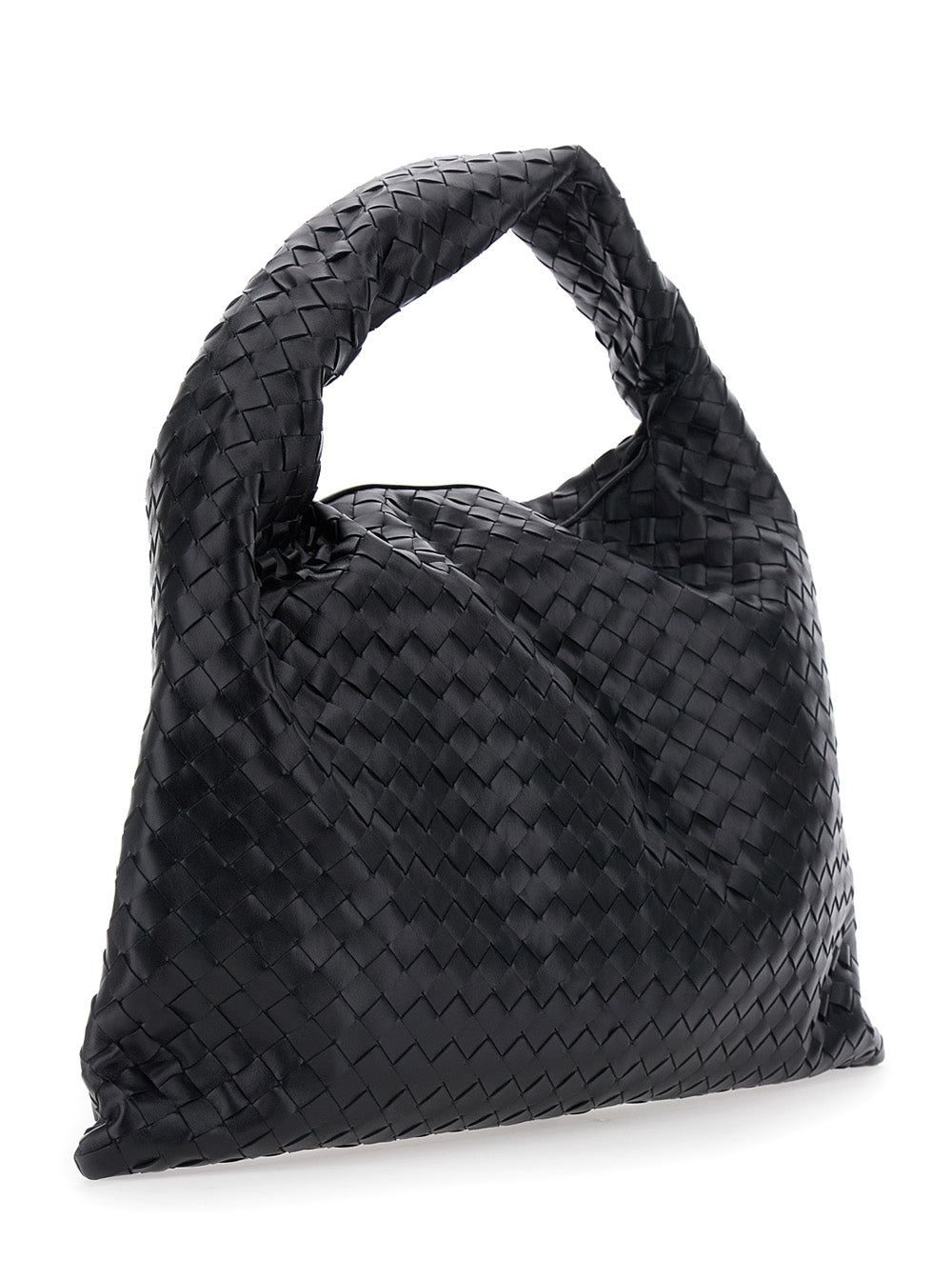 Bottega Veneta Women Black Shoulder Bag With Intreccio Motif In Leather For Women BOTTEGA VENETA