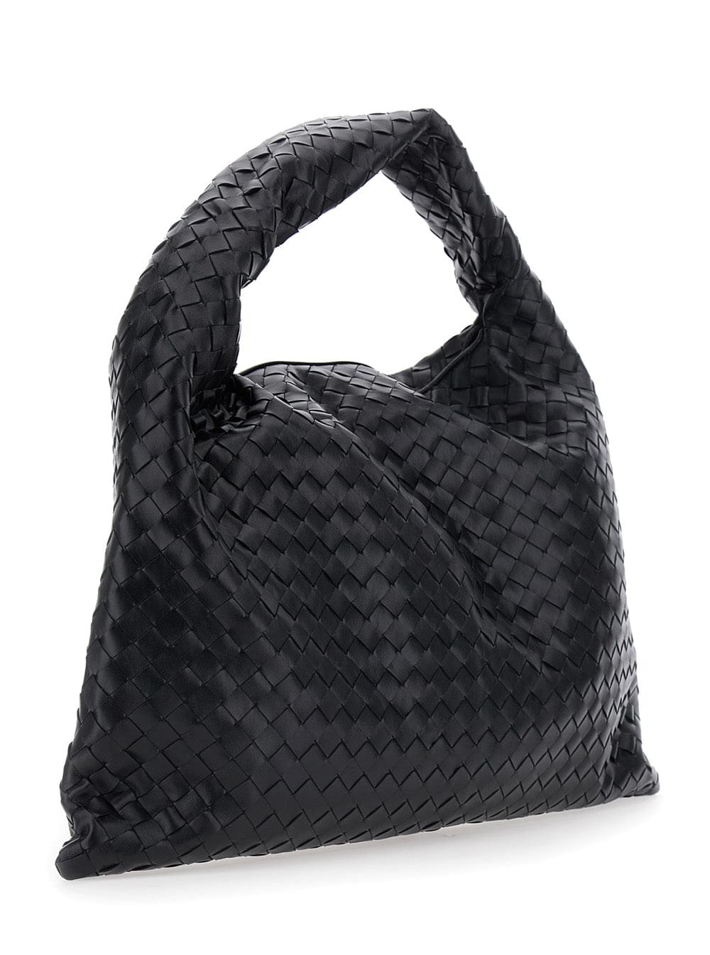Bottega Veneta Women Black Shoulder Bag With Intreccio Motif In Leather For Women BOTTEGA VENETA