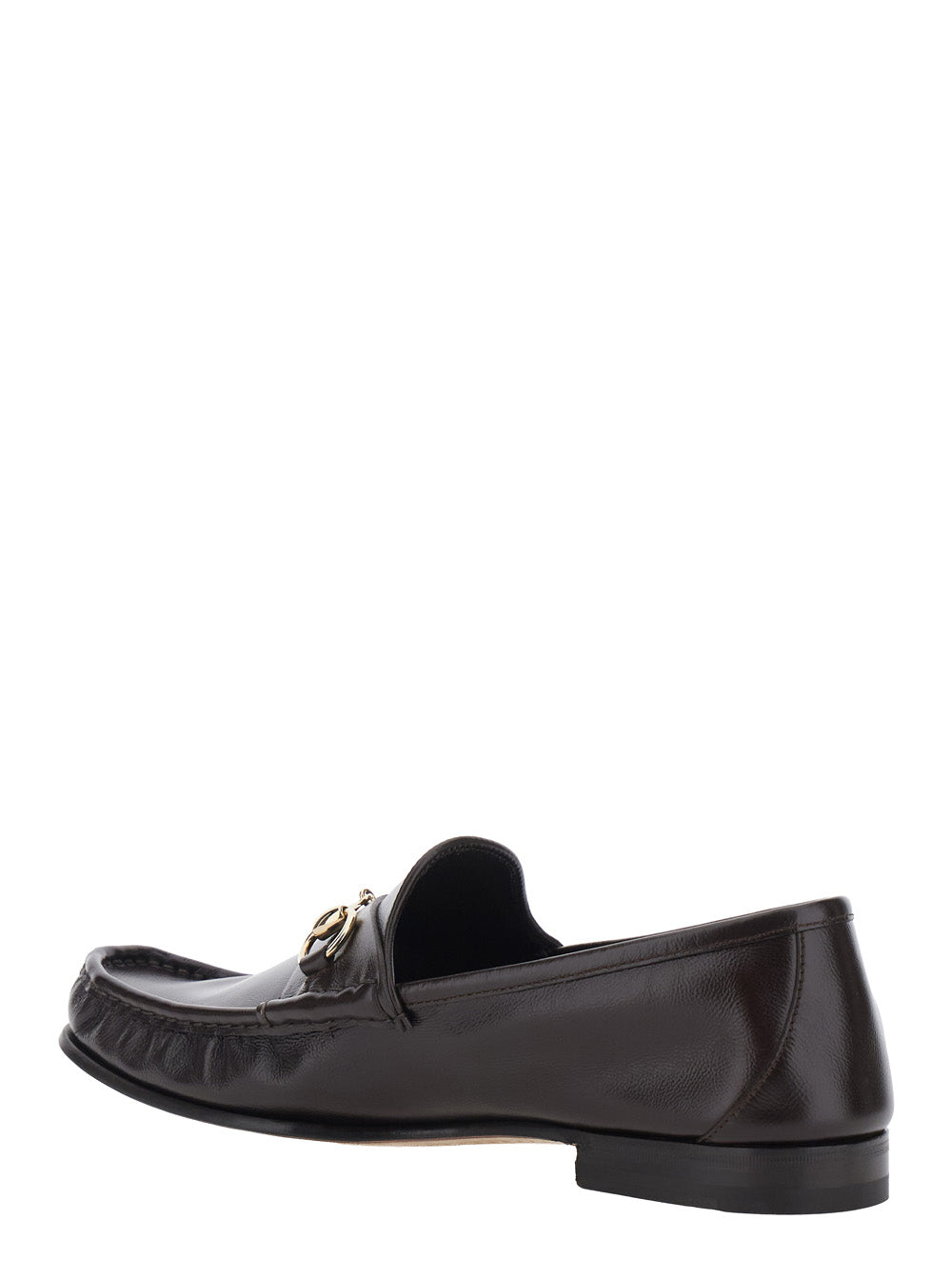 Gucci Men 'Lugano' Brown Loafers With Horsebit Plaque On The Front And Low Heel In Leather For Men GUCCI