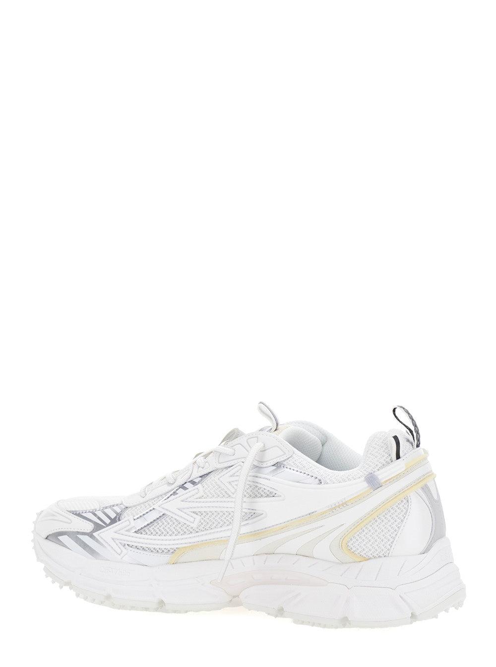 Off-White Men 'Be Right Back' White Sneakers With Mesh Inserts And Arrow Detail On The Side In Leather And Tech Fabric For Men