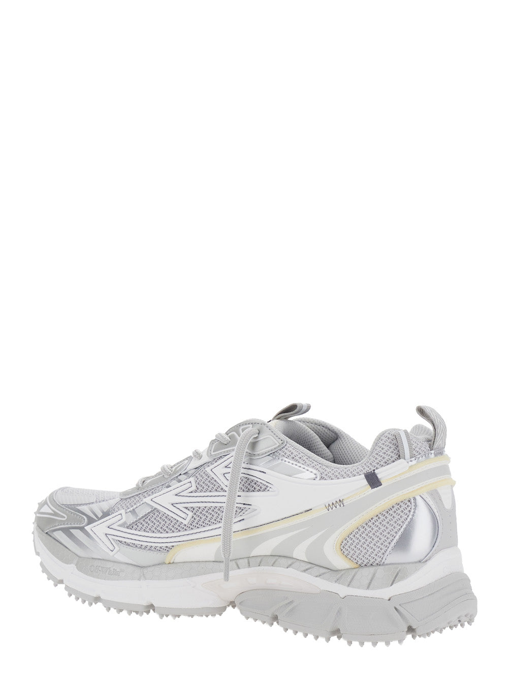 Off-White Men 'Be Right Back' Gray Sneakers With Mesh Inserts And Arrow Detail On The Side In Leather And Tech Fabric For Men OFF-WHITE