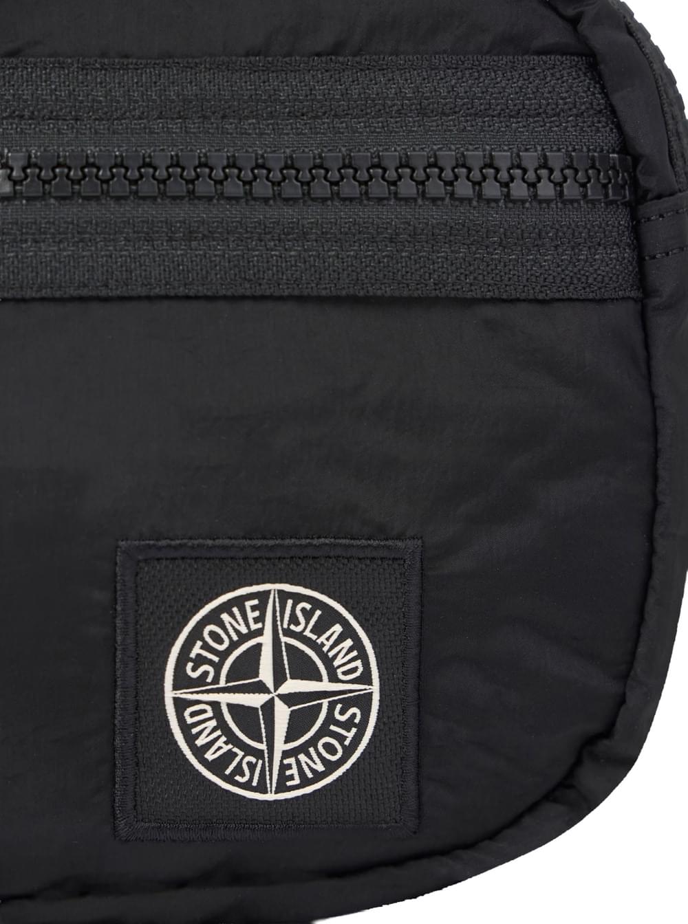Stone Island Men Black Belt Bag With Adjustable Straps And Logo Patch On The Front In Tech Fabric For Men STONE ISLAND