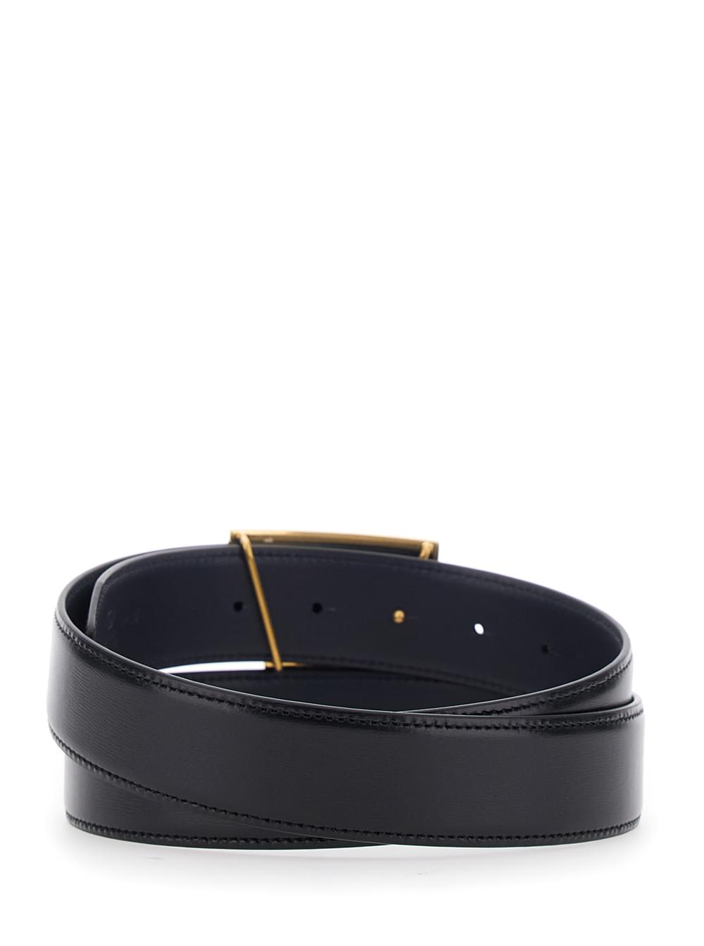 Tod's Men Black Belt With T Buckle In Smooth Leather For Men TOD'S