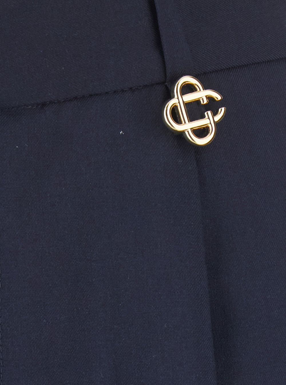 Casablanca Men Black Trousers With Front Pleats And Logo Plate In Wool For Men CASABLANCA