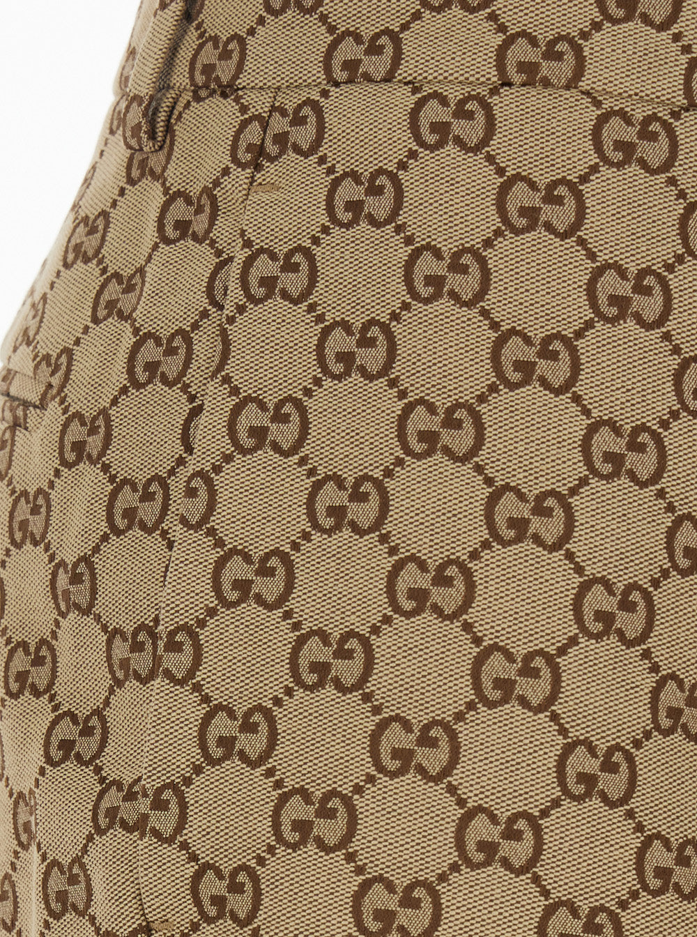 Gucci Women Beige Pants With Gg All-Over Motif In Fabric For Women GUCCI