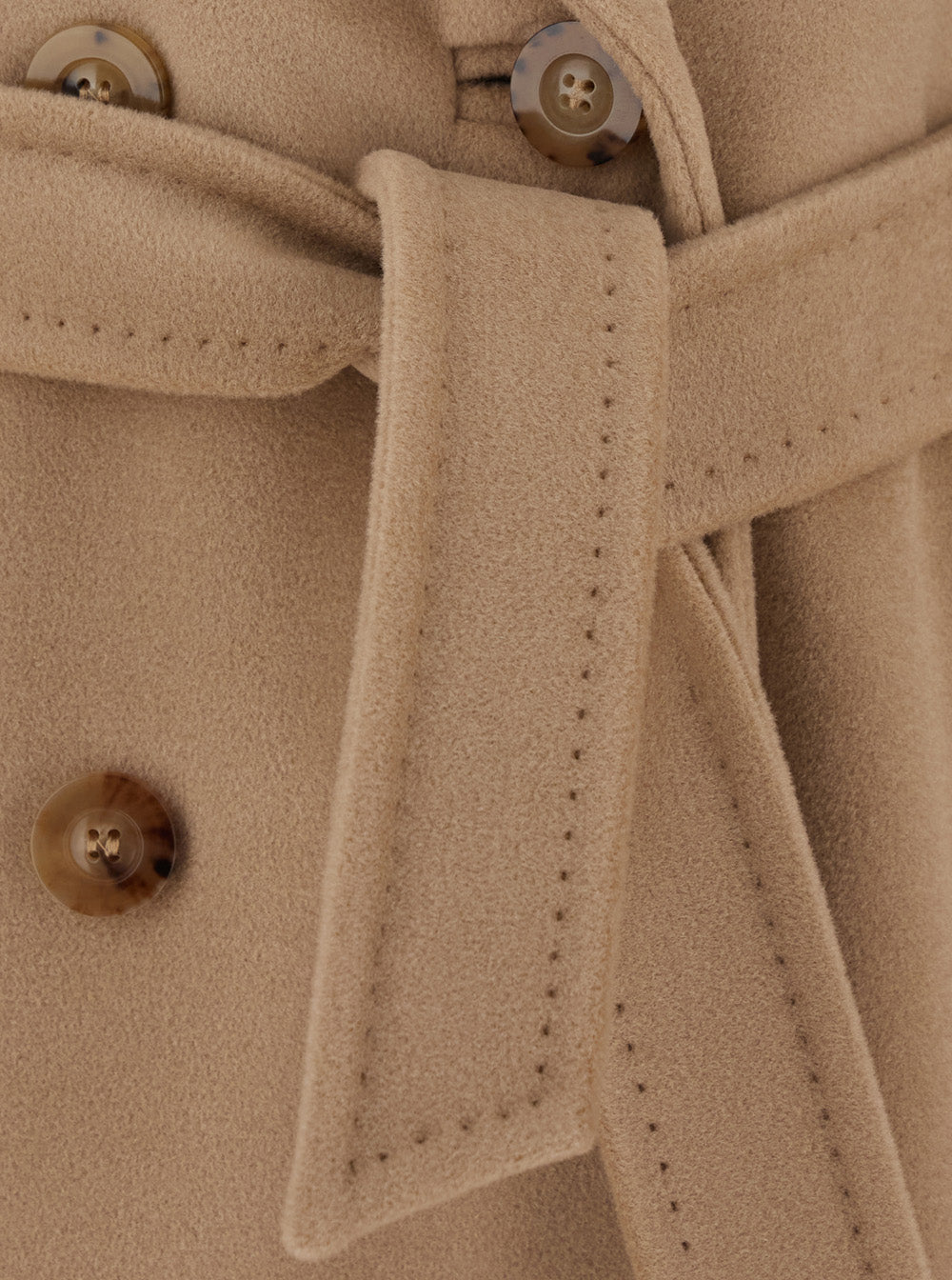 Max Mara Women 'Madame' Beige Coat With Notched Revers And Belt Closure On The Front In Blend Wool And Cashmere For Women