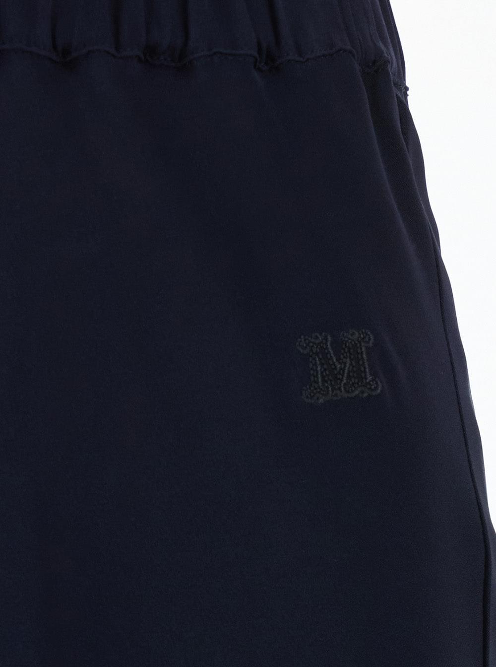 Max Mara Women 'Sospiro' Blue Skirt With Logo Embroidery On The Front And Elasticated Waist In Silk For Women MAX MARA