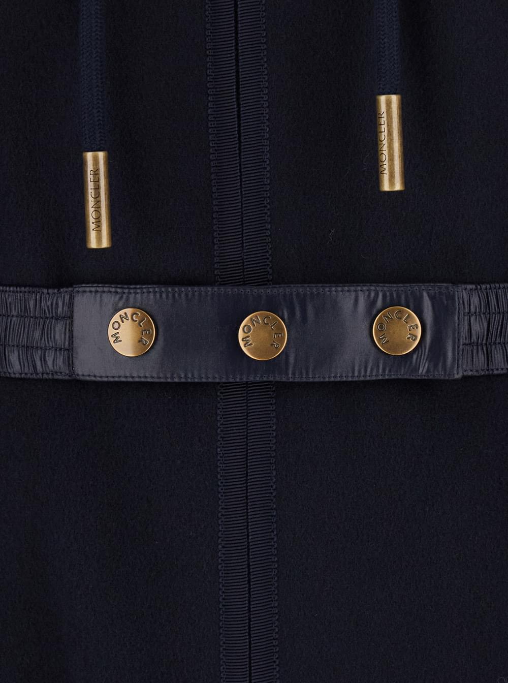 Moncler Women Blue Cape With Removable Hood And Front Belt In Tech Fabric For Women MONCLER