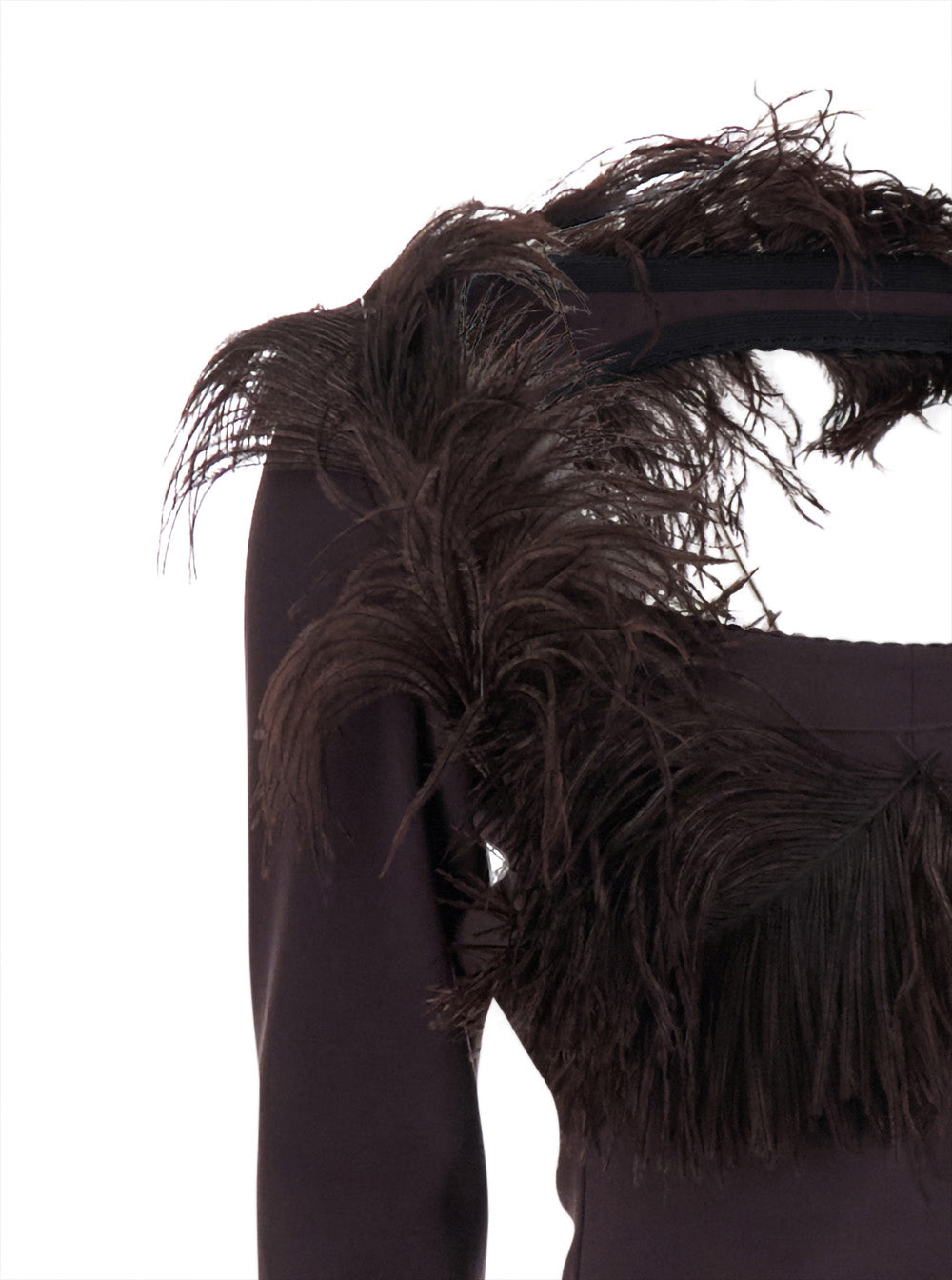 The Attico Women Embroidered Ostrich Feathers On Ponte Jersey Maxi Dress
