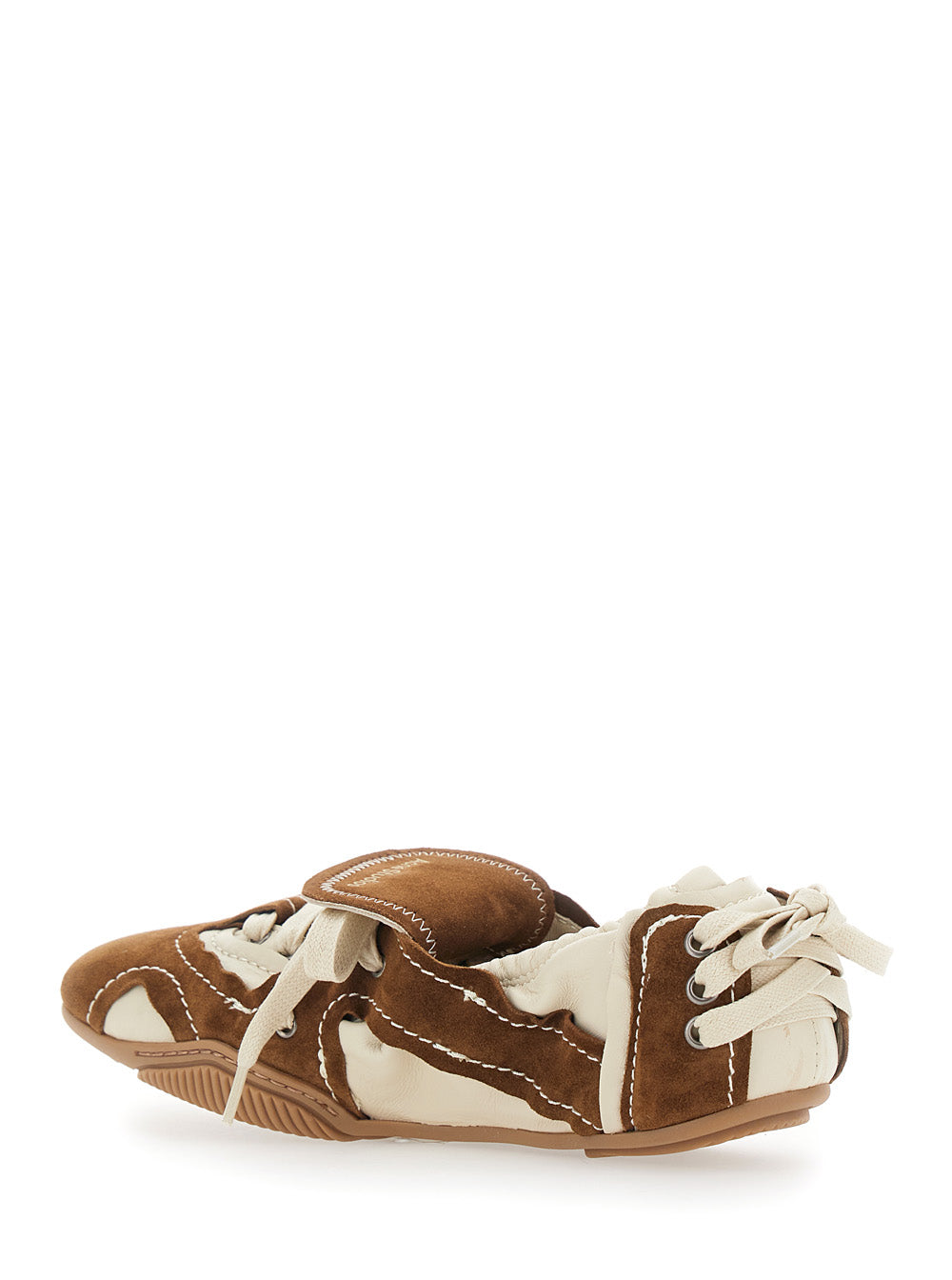 Acne Studios Women Beige Sneakers With Logo Patch On The Tongue And Decorative Laces On The Back In Suede For Women ACNE STUDIOS
