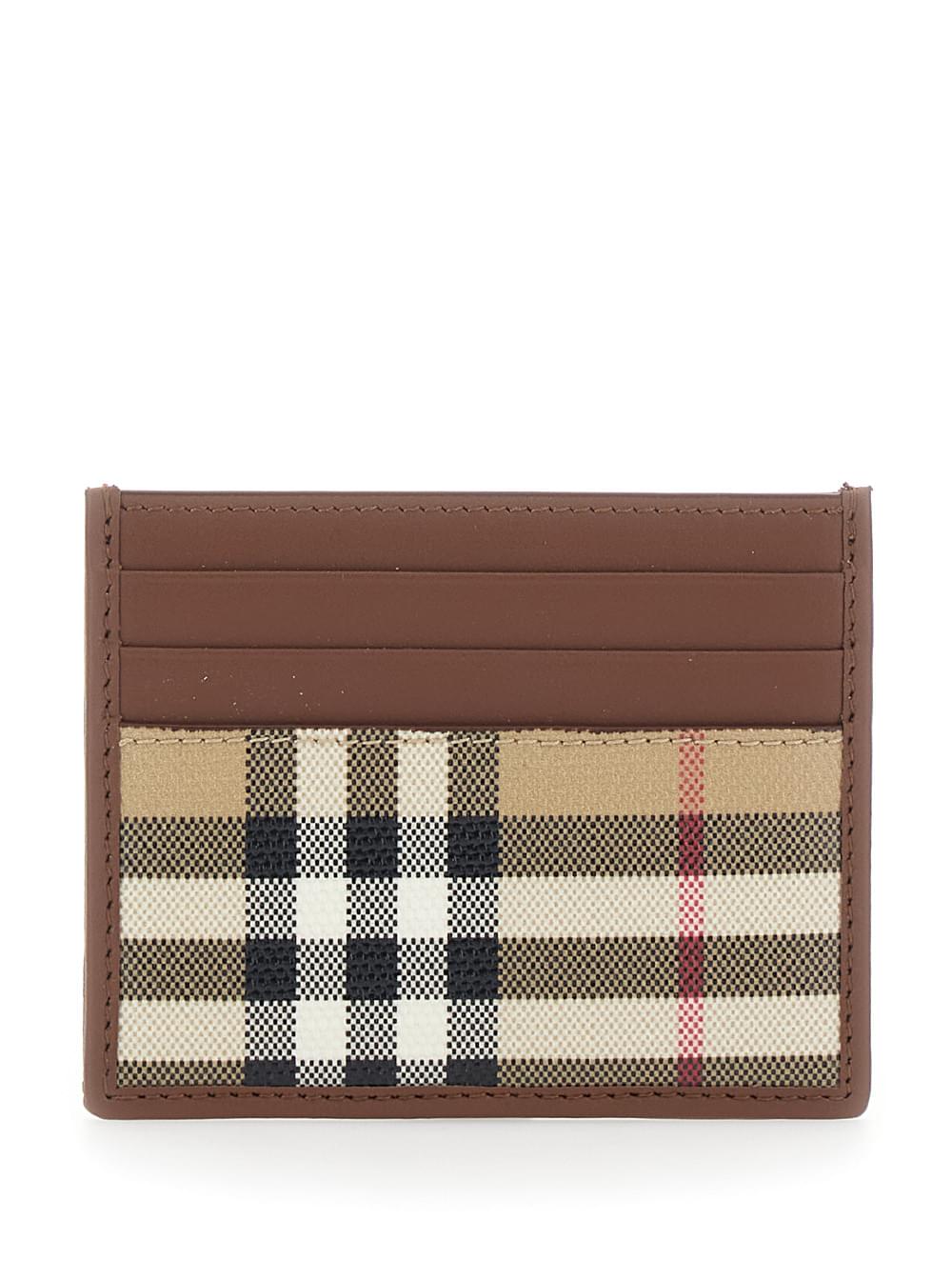 Burberry Men Beige Cardholder With Check All-Over Motif In Cotton For Men BURBERRY