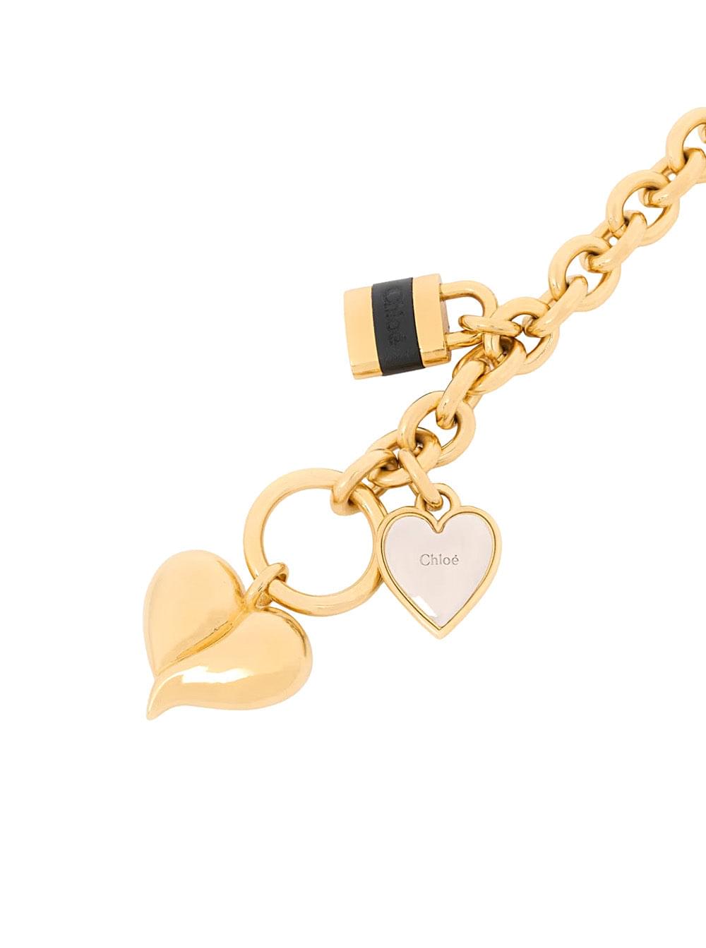Chloe Women Chloé Women Gold-Colored Bracelet With Padlock And Heart Pendants In Bronze For Women CHLOE