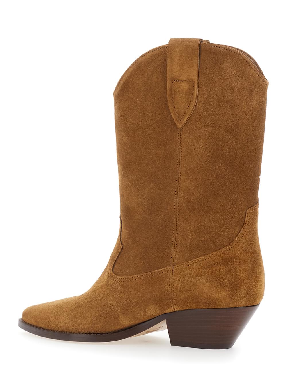 Isabel Marant Women 'Duerto' Brown Cowboy Boots With Cuban Heel In Suede For Women ISABEL MARANT