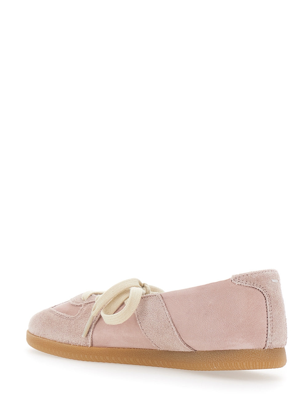 Maison Margiela Women Pink Low Top Sneakers With Laces On The Front In Leather And Suede For Women