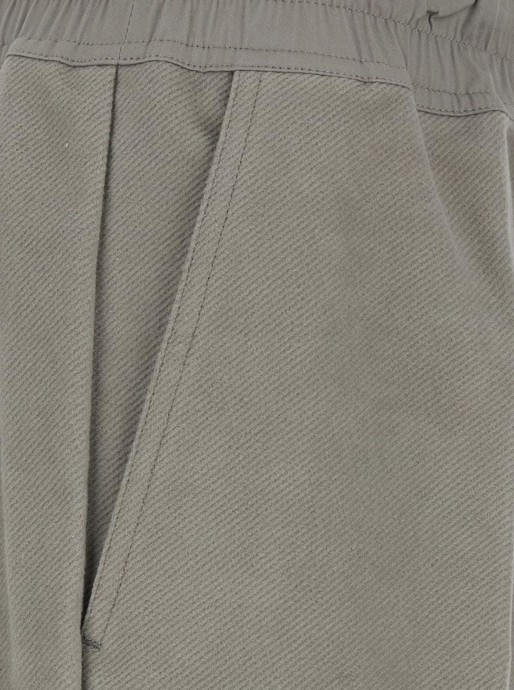 Rick Owens Men Grey Pants With Elasticated Waistband With Oversized Drawstring In Cotton For Men RICK OWENS