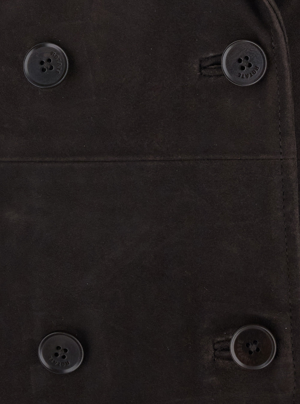 Rotate Women Brown Double-Breasted Coat With Wide Lapels In Suede Woman ROTATE