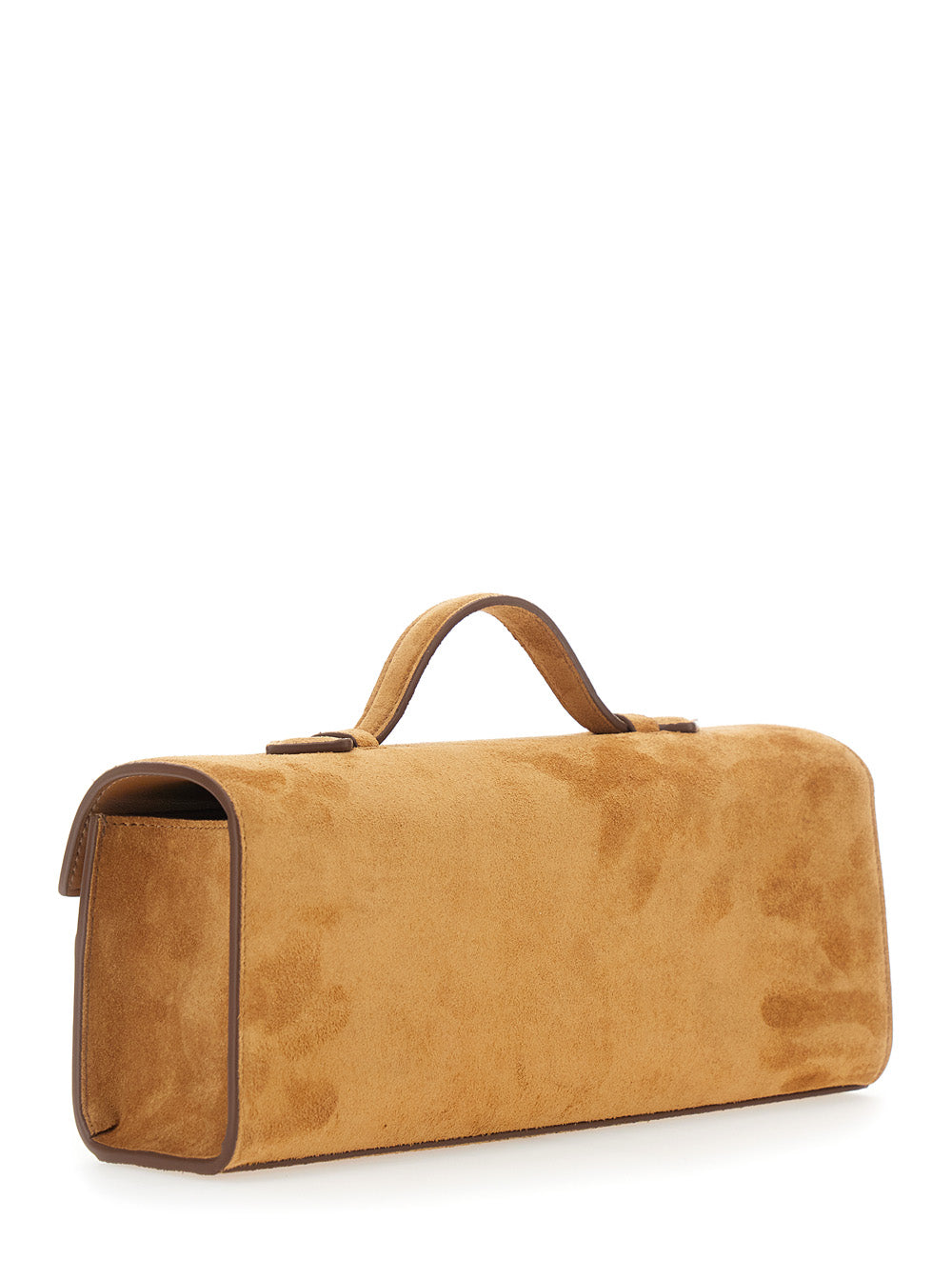 Savette Women 'Symmetry' Brown Slim Handbag With Top Handle And Turnlock Closure In Suede For Women SAVETTE