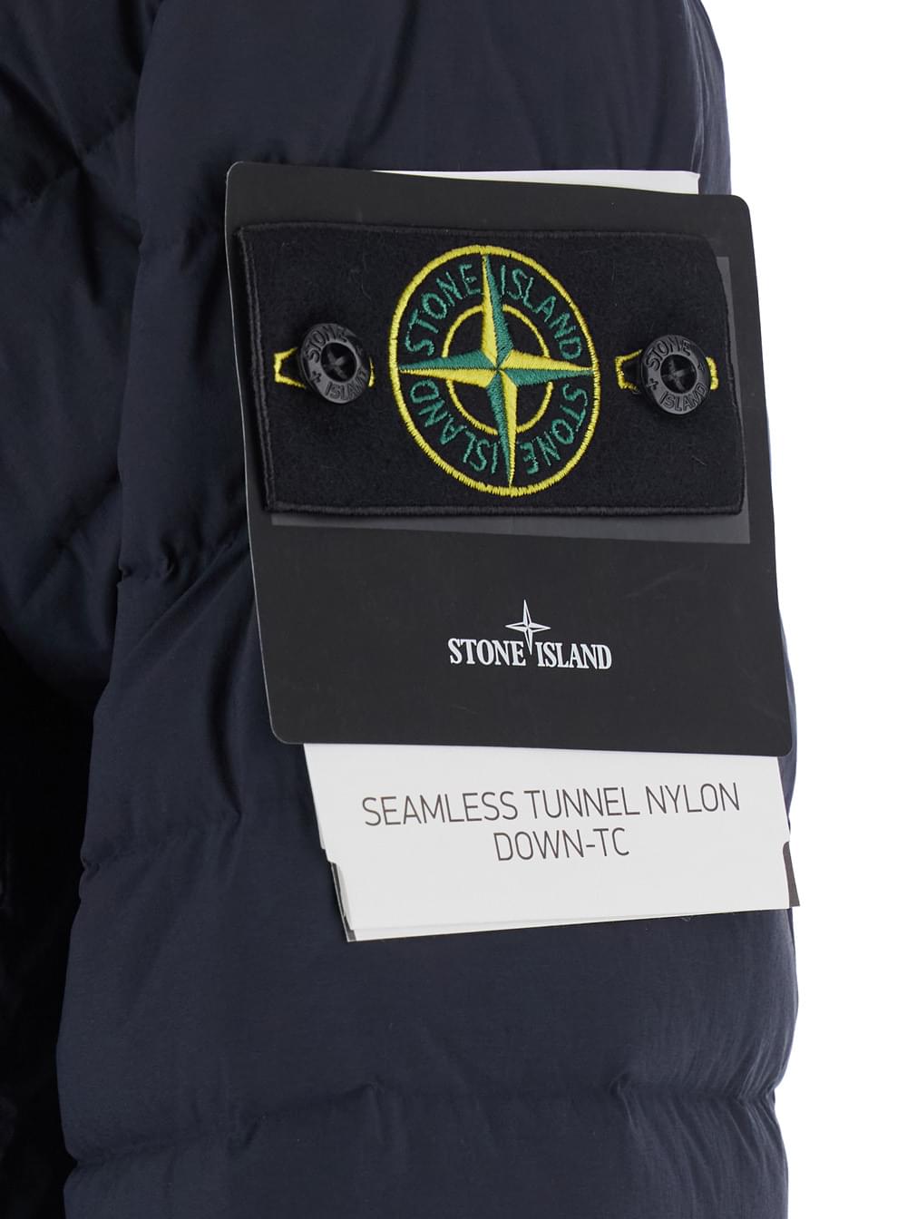 Stone Island Men Down Jacket With High Collar And Long Sleeves In Tech Fabric Blue Men STONE ISLAND
