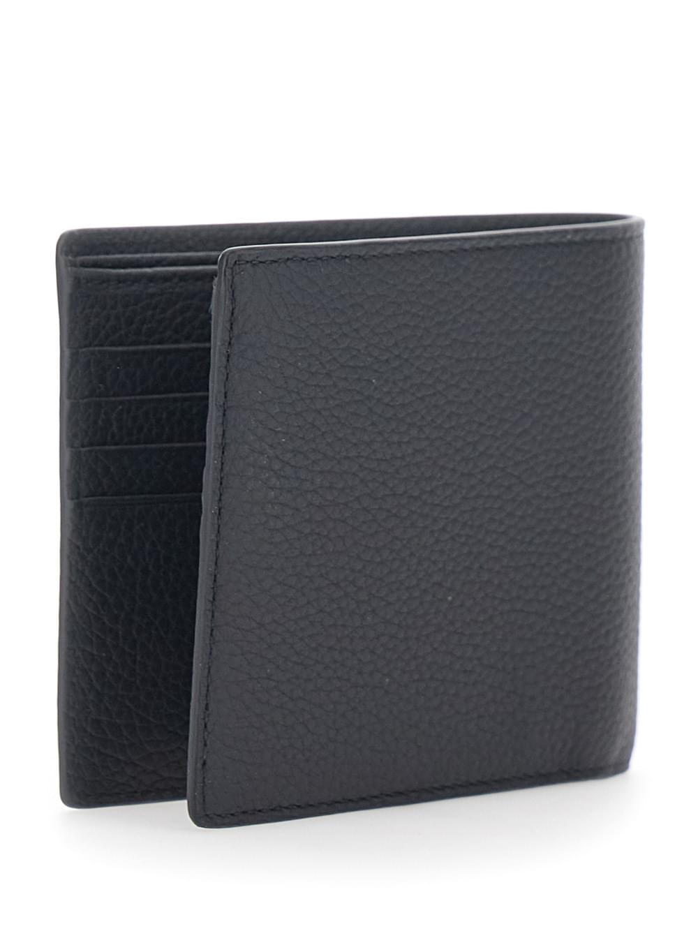 Tod's Men Black Bifold Wallet With Metal T Logo Plate On The Front In Leather For Men TOD'S
