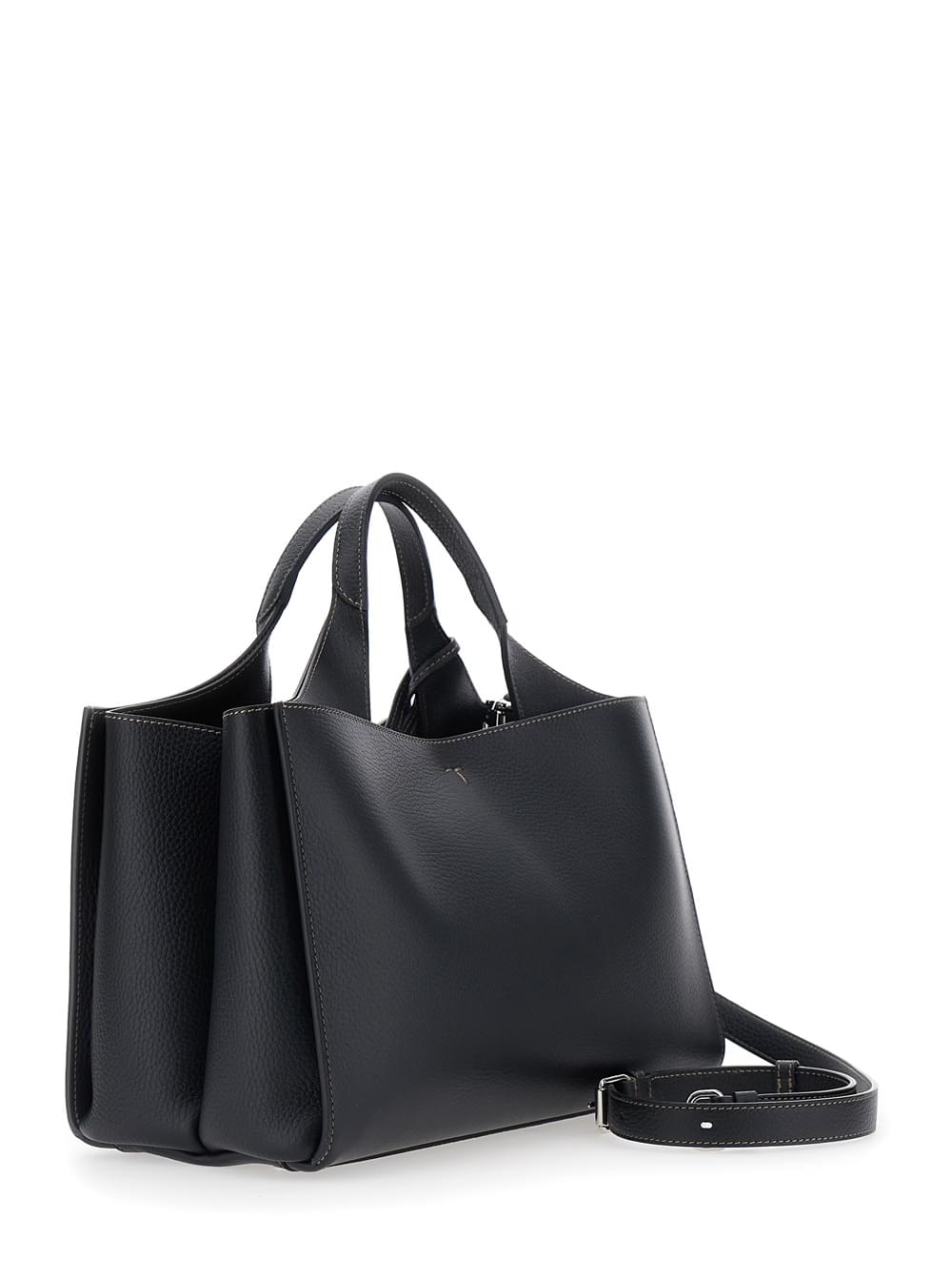 Tod's Women Black Handbag With T Plate On The Front And Adjustable Strap In Leather For Women TOD'S