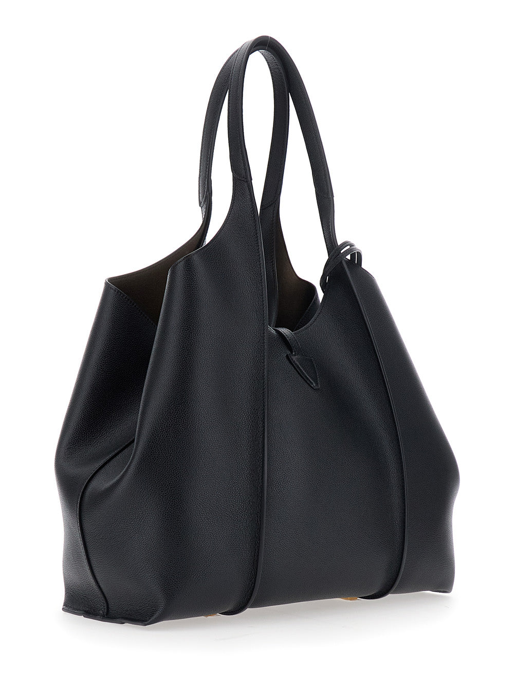 Tod's Women Black Shoulder Bag With Two Top Handles And T Plaque On The Front In Suede For Women TOD'S