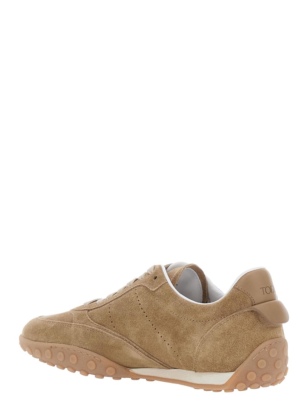 Tod's Women Beige Low Top Sneakers With Logo Lettering On Tongue And Heel In Suede For Women TOD'S