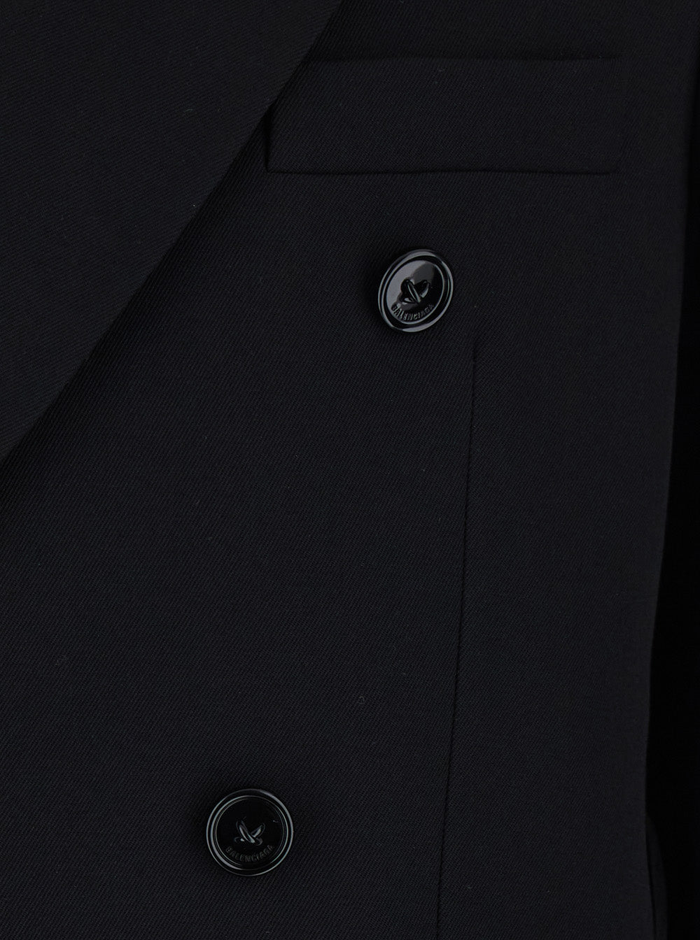 Balenciaga Men Black Double-Breasted Jacket With Peak Revers In Wool For Men BALENCIAGA