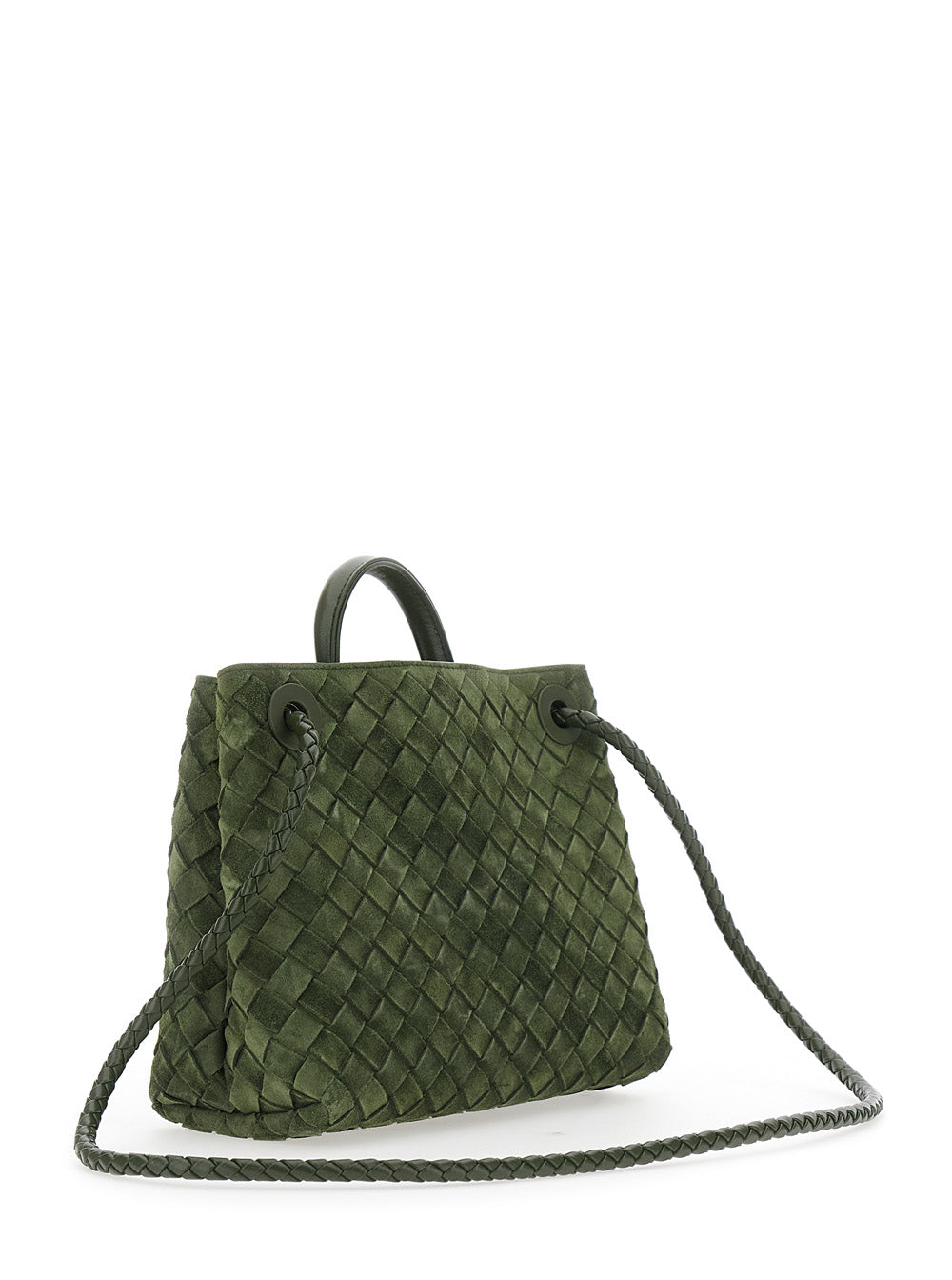 Bottega Veneta Women Small Andiamo Intrecciato 15 Glove Suede Cachemire BOTTEGA VENETA