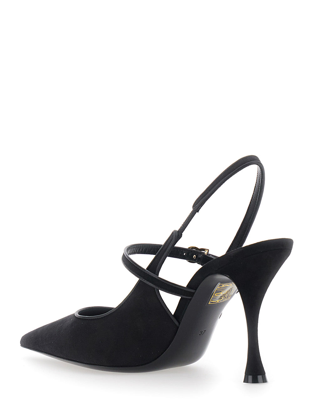 Dolce & Gabbana Women Black Slingback Pumps With Ankle Strap Closure In Suede For Women DOLCE & GABBANA